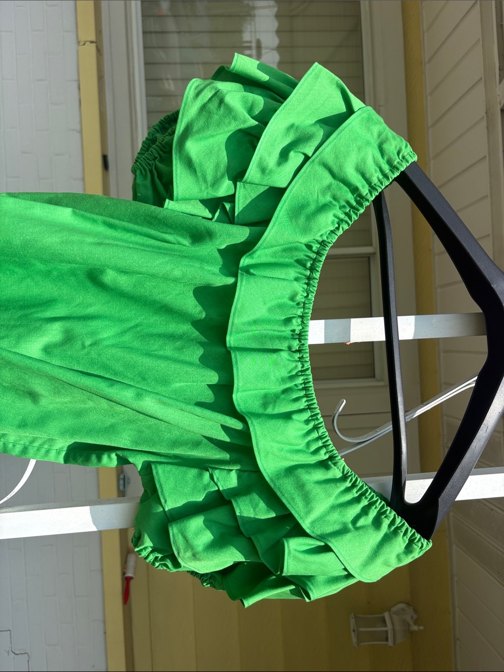 Bright Green Off-Shoulder Ruffle Dress Set - Picture 6 of 7